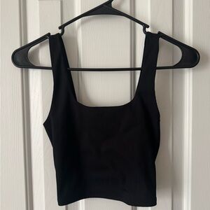Express Black Ribbed Square-Neck Tank- Body Contour